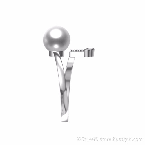 Queen shaped Customized colour 925 sterling silver ring with fresh water pearl